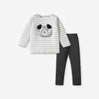 Arrival Spring And Autumn Boys Casual Cartoon Dog Long Sleeves Top Striped T-Shirt And Pants Clothing Set-1