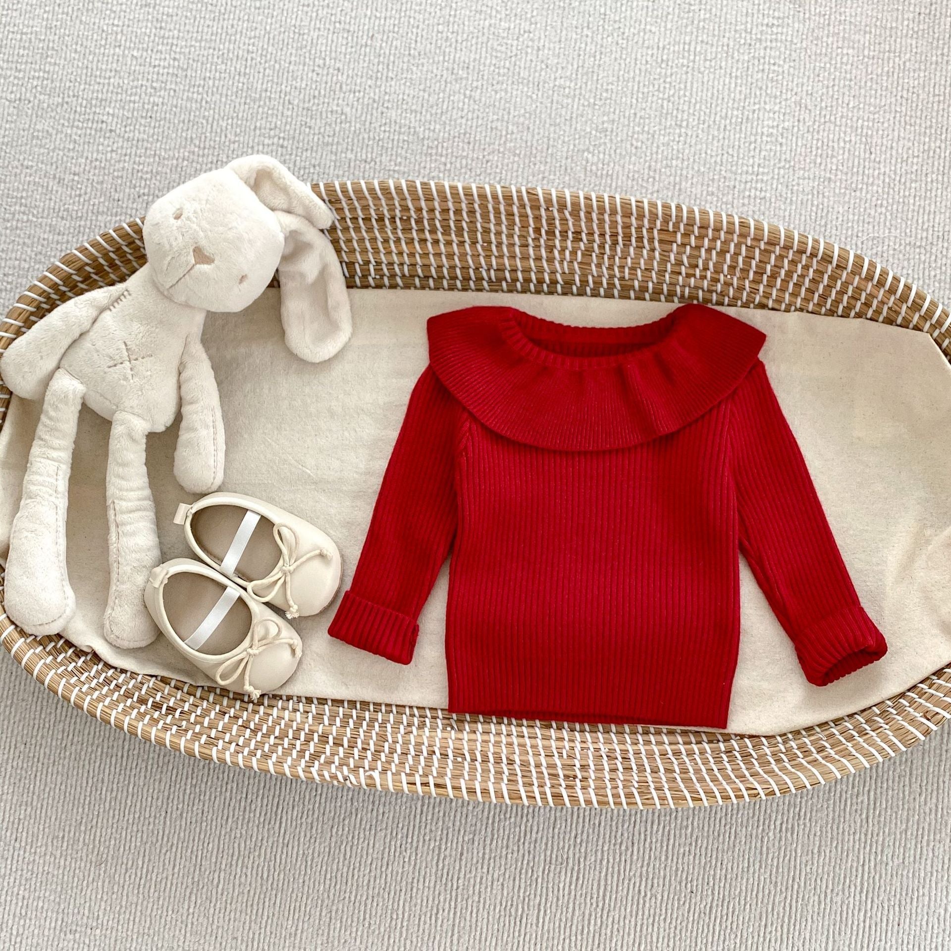 Autumn Arrival Baby Kids Girls Comfortable Simple Solid Color Knitted Long Sleeves Top with Collar-6